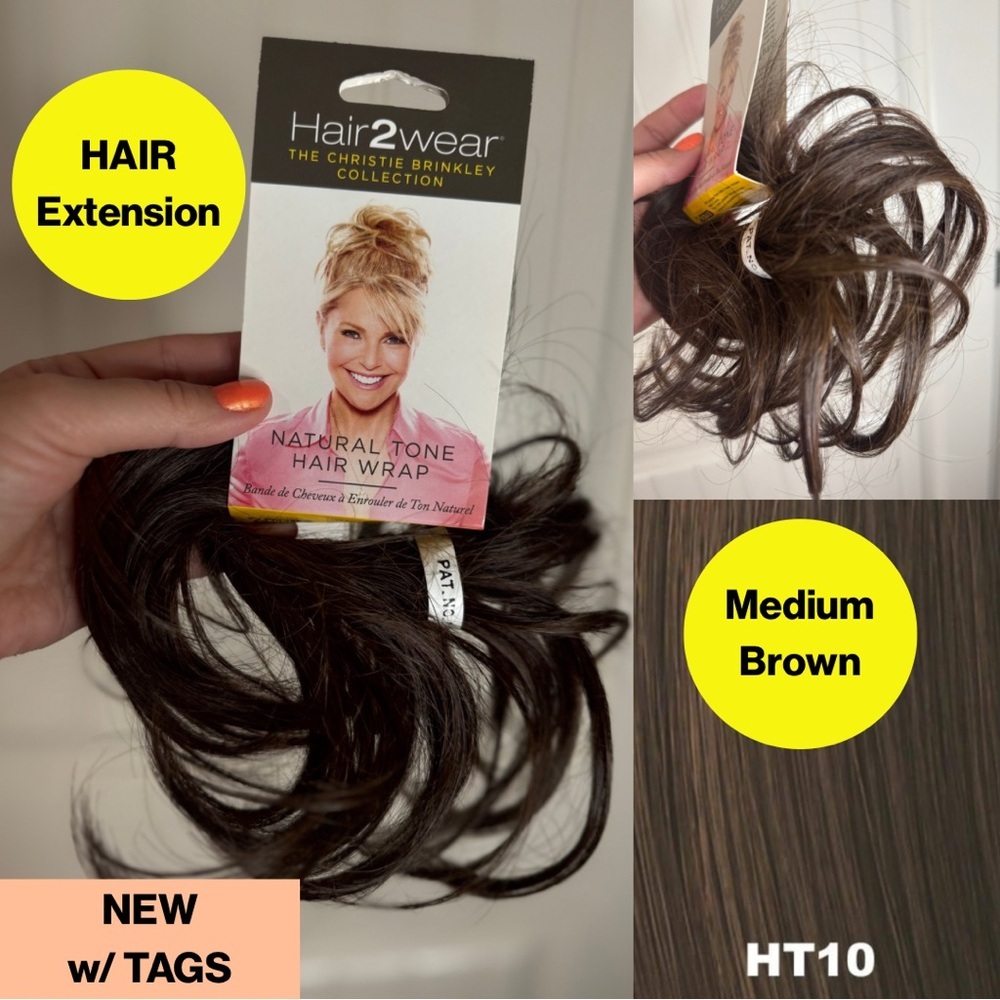 3/for $15 🍒 NEW Natural Tone Hair Wrap in Medium Brown by Christie Brinkley